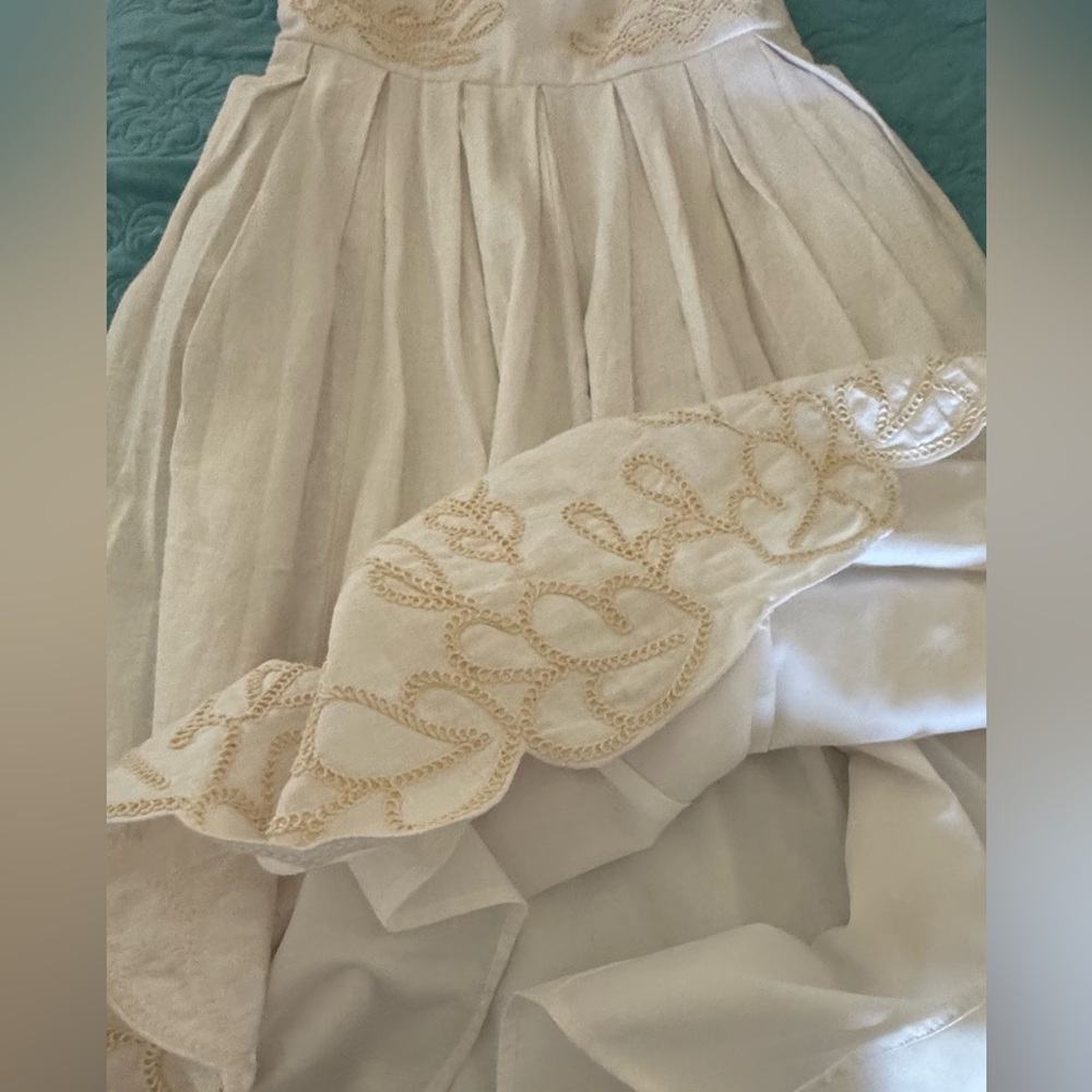 Christian LaCroix white w/ cream embroidery smocked back sundress. Size S lined - Picture 12 of 14
